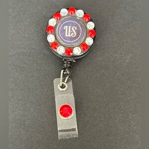 USA Red White and Blue Retractable Reel Badge Holder Veteran Military RN Nurse